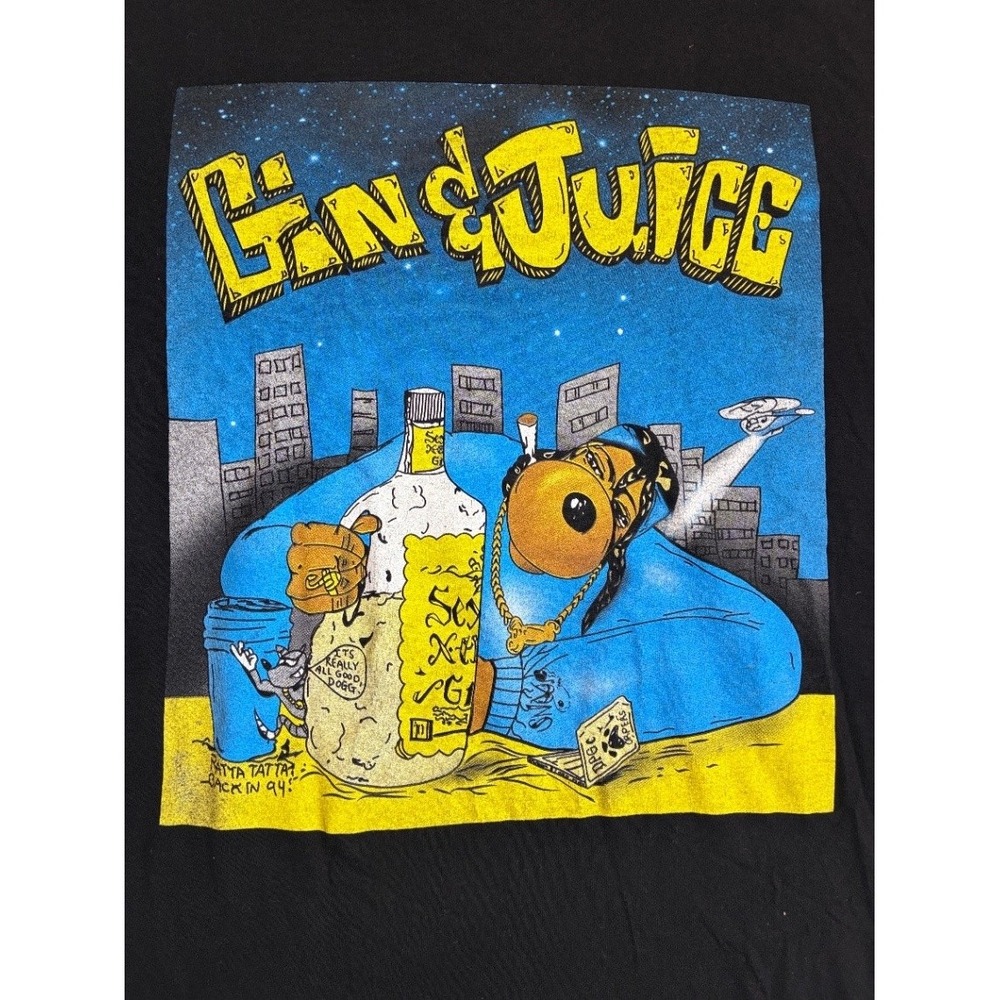 Alstyle Gin & Juice Snoop Dogg Graphic T-Shirt XL Black Heavyweight Crew